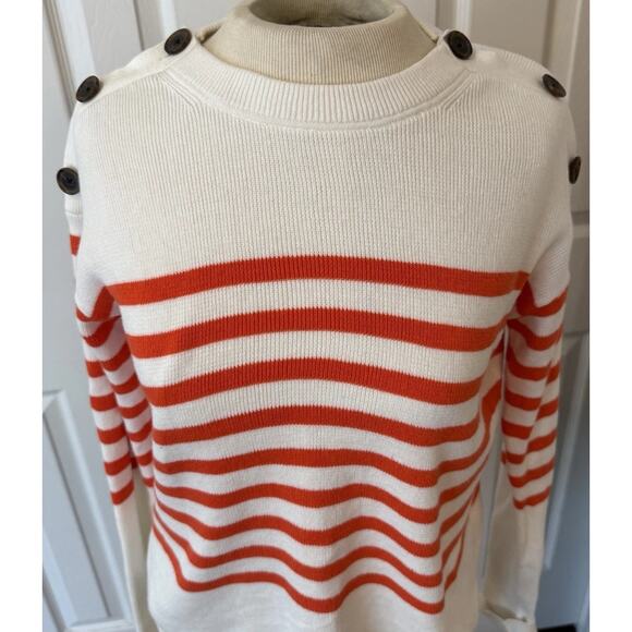 Gap Striped Sweater Women’s XS Off White Button Shoulder Preppy Spring Coed EUC - Picture 5 of 12